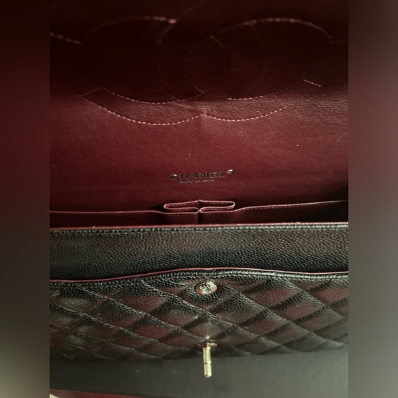 Chanel Classic Caviar Maxi Bag Black Caviar Leather Silver Hardware Double Flap - Picture 2 of 16